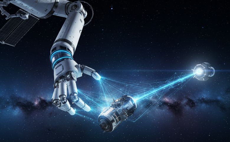 Une image futuriste et inspirante, comme un bras robotique dans l